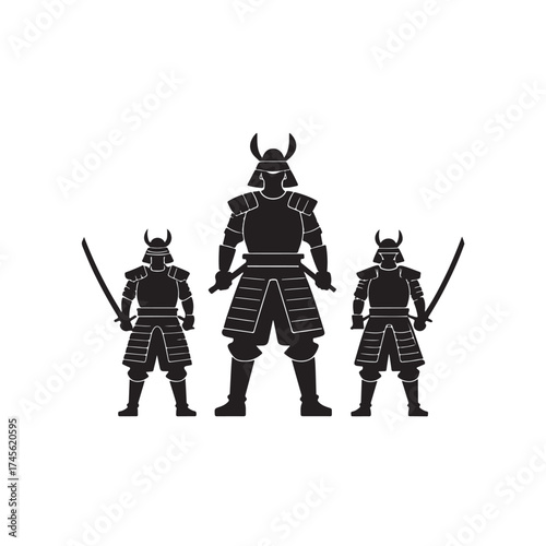 Samurai design silhouettes black color . white color background (1).eps