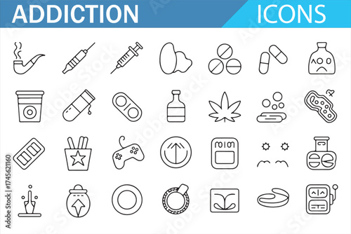 Icons for Substance Abuse and Addiction Recovery in Behavioral Health