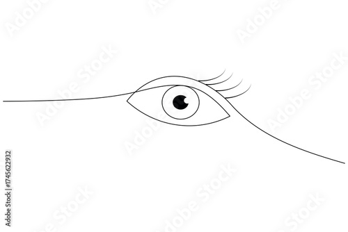 Minimalist human eye continuous one line drawing vector illustration on white background for modern design