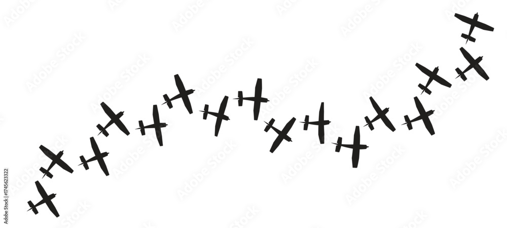 Fototapeta premium Airplane silhouette collection on white background