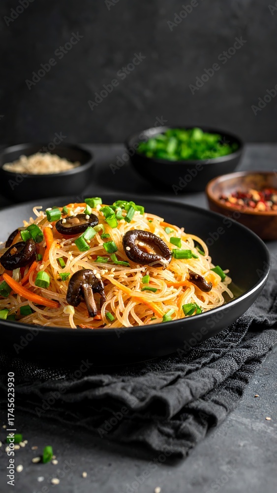 Fototapeta premium Hearty Asian noodle dish with vegetables