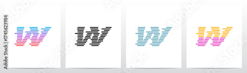 Horizontal Lines Stripes Random Stack Parallel Letter Initial Logo Design W