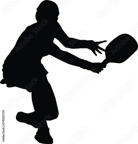 Silhouette of a Woman Playing Tennis with a Racket