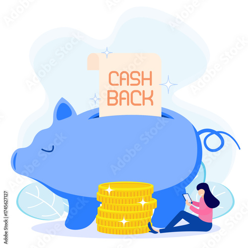 Illustration vector graphic cartoon character of cash back