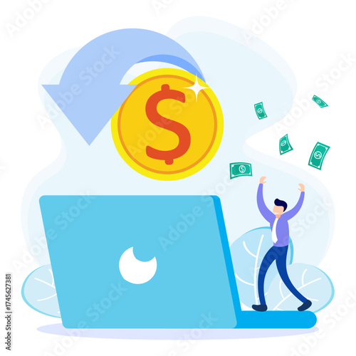 Illustration vector graphic cartoon character of cash back