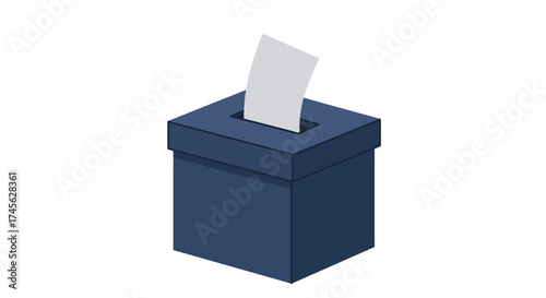 Ballot box with paper ballot being inserted, voting concept.