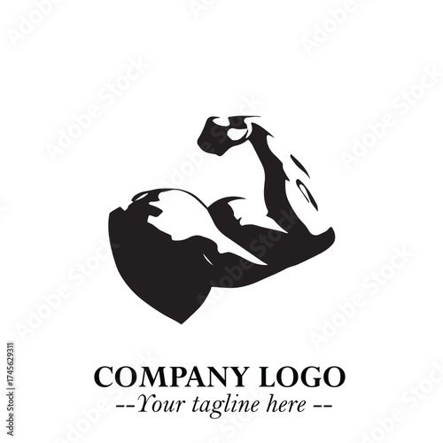 Arm Muscular Logo Symbol Black on White Background in Bold Strong Vector Design for Fitness Branding