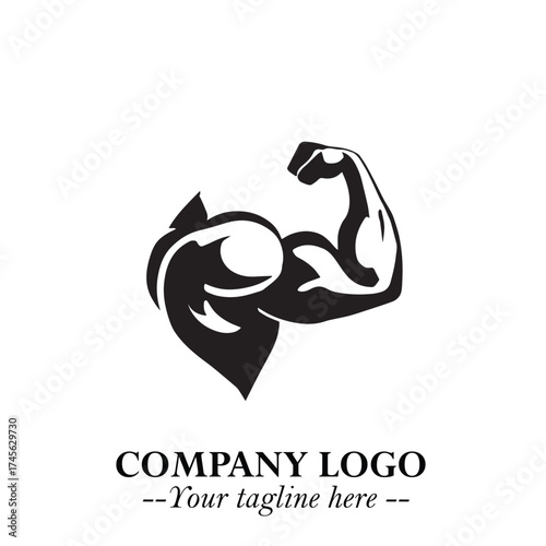 Arm Muscular Logo Symbol Black on White Background in Bold Strong Vector Design for Fitness Branding