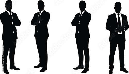 Business Team Silhouettes in Professional Suits Standing Confidently – Corporate Leadership, Office Culture, Teamwork, Strategy, Success, and Management Concept