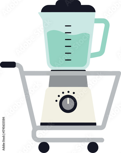 Kitchen appliance blender in shopping cart healthy food preparation concept vector