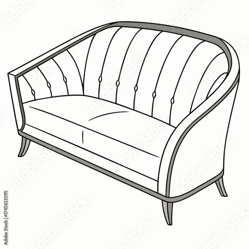 Elegant curved sofa with tufted back and upholstered seat in a classic design style