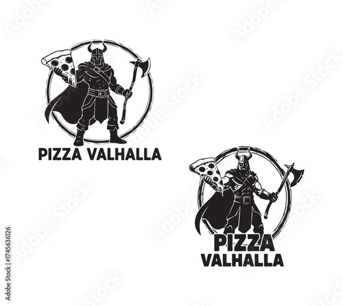 Viking Pizza Valhalla Vector Silhouette Set