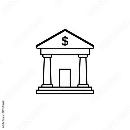 Line art Bank icon with transparent background PNG and JPEG image for your business	
