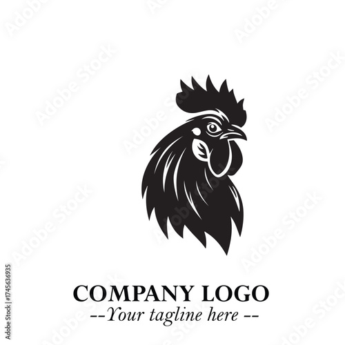 Wallpaper Mural Head of Chicken Logo Symbol Black and White Illustration in Minimalist Modern Vector Design for Branding Torontodigital.ca