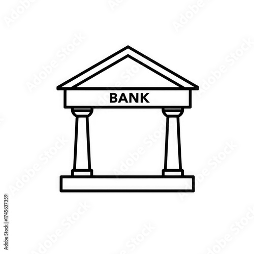Line art Bank icon with transparent background PNG and JPEG image for your business	