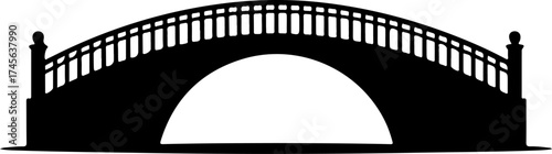 Modern arched bridge silhouette vector illustration