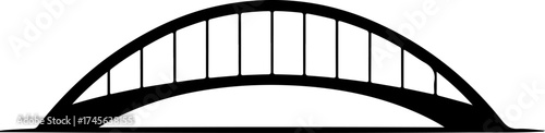 Modern arched bridge silhouette vector illustration