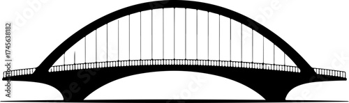 Modern arched bridge silhouette vector illustration