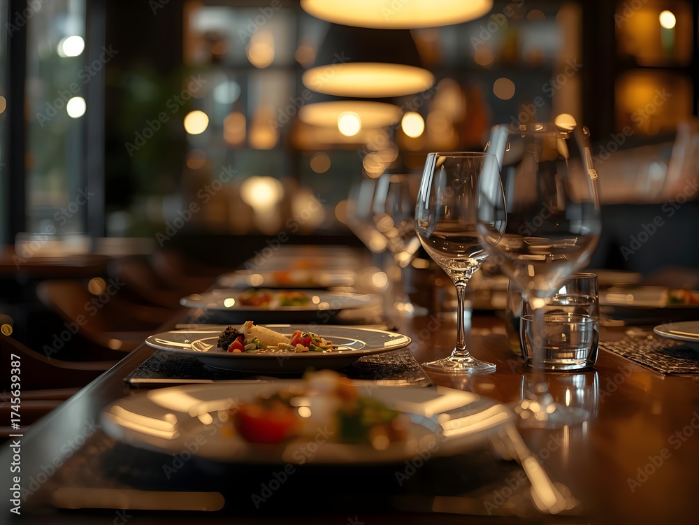 Fototapeta premium Fine Dining Table with Gourmet Dishes