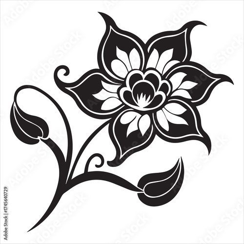 art nouveau flower  vector icon