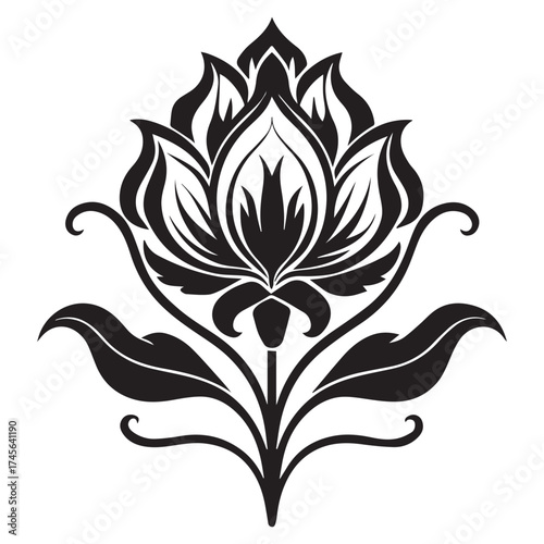 art nouveau flower  vector icon