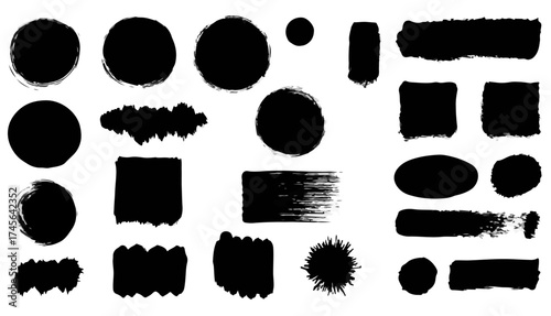 Create stunning abstract art with these versatile black brush stroke shapes and textured elements, perfect for adding artistic flair to any design project