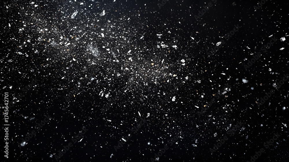 Obraz premium Sparkling particles against a dark, starry background.