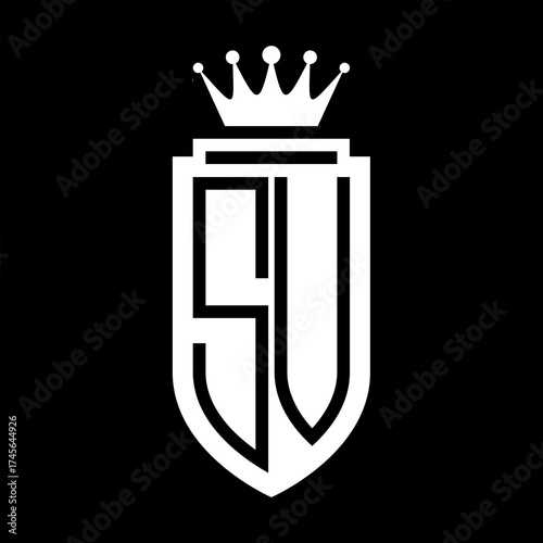 SV Vector logo initials shield with royal crown minimalist, elegant style