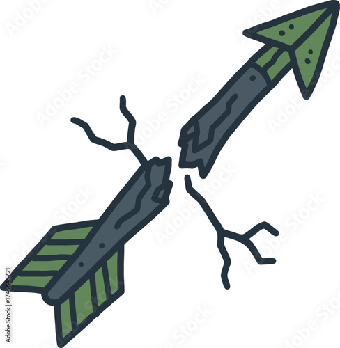 Broken arrow symbol of failure and setback isolated vector