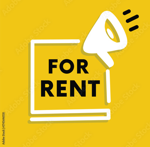 For rent, design vector eps for announce. flat promotional banner icon.