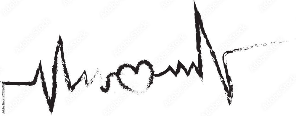 Obraz premium Beautiful Hand-Drawn Black Heart Drawn Line Art Background