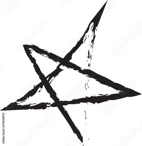  Beautiful Hand-Drawn Black Line Art Star With Pointy Design