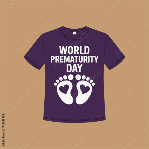 World Prematurity Day Awareness T Shirt Design, Premature Baby Support T Shirt Vector,
World Prematurity Day Baby Footprints Illustration,
Purple Shirt Design for Prematurity,