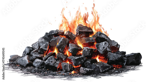 Glowing Embers Pile Hot Coals Burning Charcoal Fire Pit Campfire Image