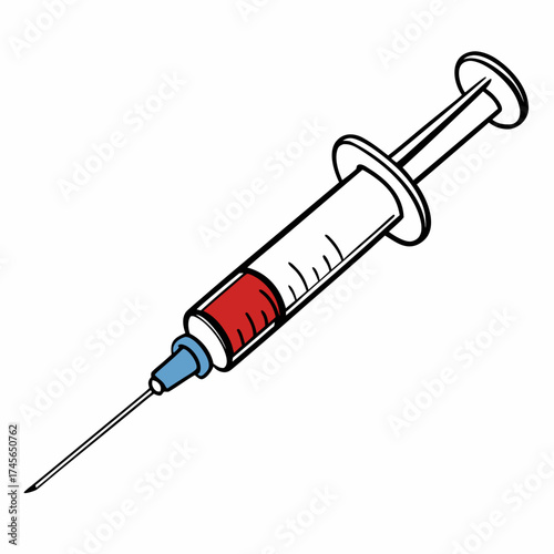  Medical syringe with red liquid illustration
