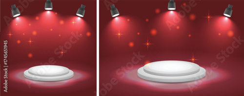 shiny podium stage with spotlight focus background
