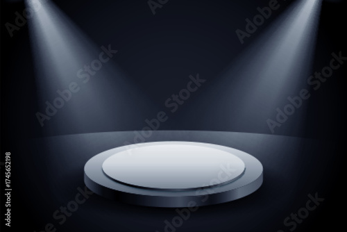 shiny podium stage with spotlight focus background