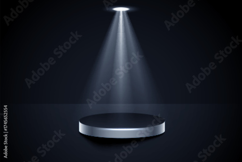 shiny podium stage with spotlight focus background