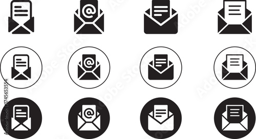 Flat Email Envelope Icon Pack – Minimal Vector Mail and Message Symbols