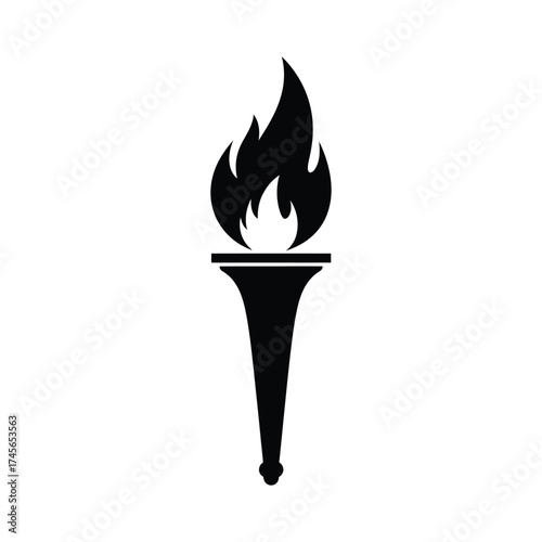 Illustration of a black torch with a flame