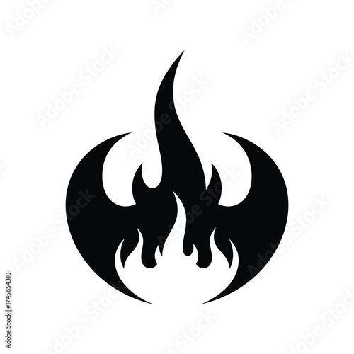 Black flame with wing, a symbol of burning desire