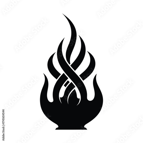 Elegant flame design with intertwined tendrils