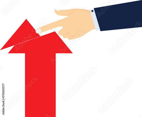 The index finger pushes the arrow and destroys the arrow

