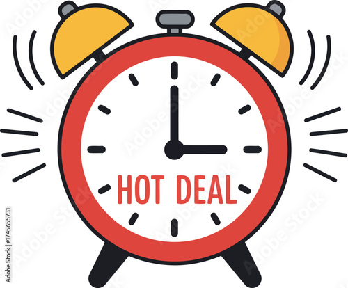 Alarm clock hot deal time limited offer sale notification vector