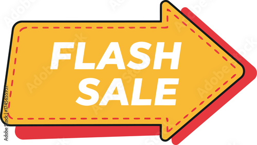 Flash sale arrow sign promoting limited time discount offer vector