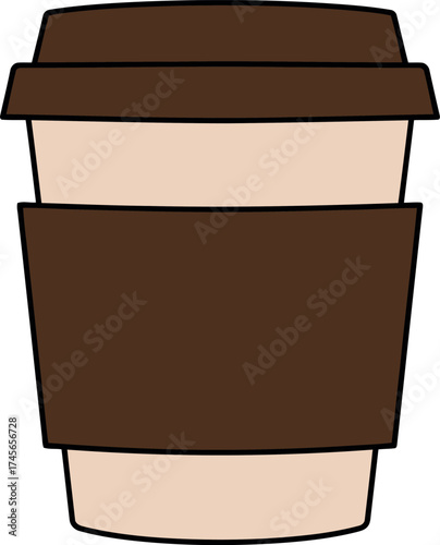 Cozy coffee cup with sleeve morning beverage warm drink comfort vector
