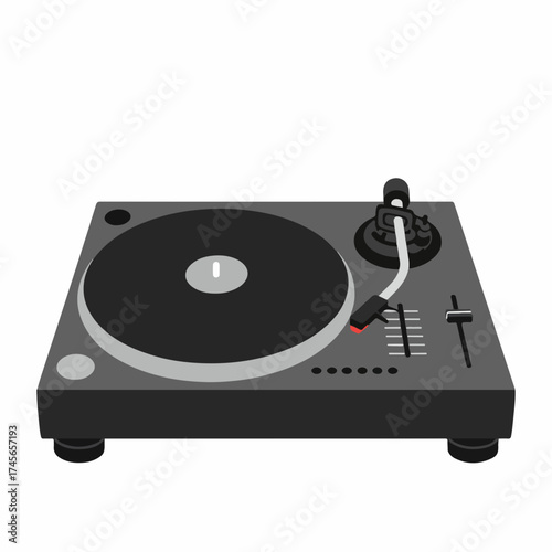 Flat Style Detailed Turntable Player Music Device Illustration Art