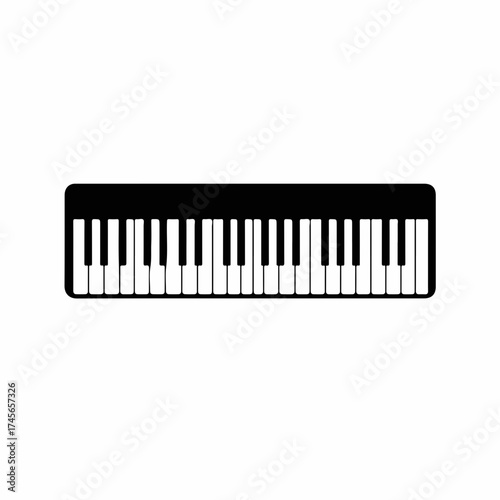 Simple Flat Top View Musical Keyboard Instrument Key Notes Piano