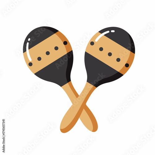 Cartoon Style Two Maraca Percussion Instrument For Latin Music Icon