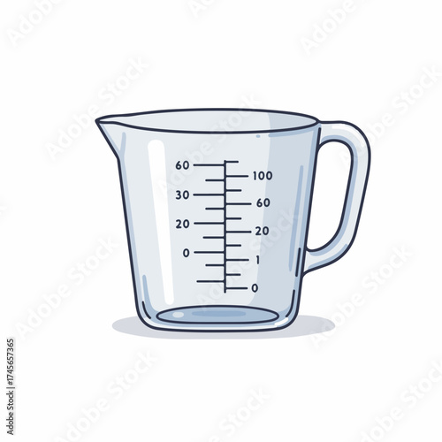 Realistic Handdrawn Clear Measuring Cup Kitchenware Tool Illustration